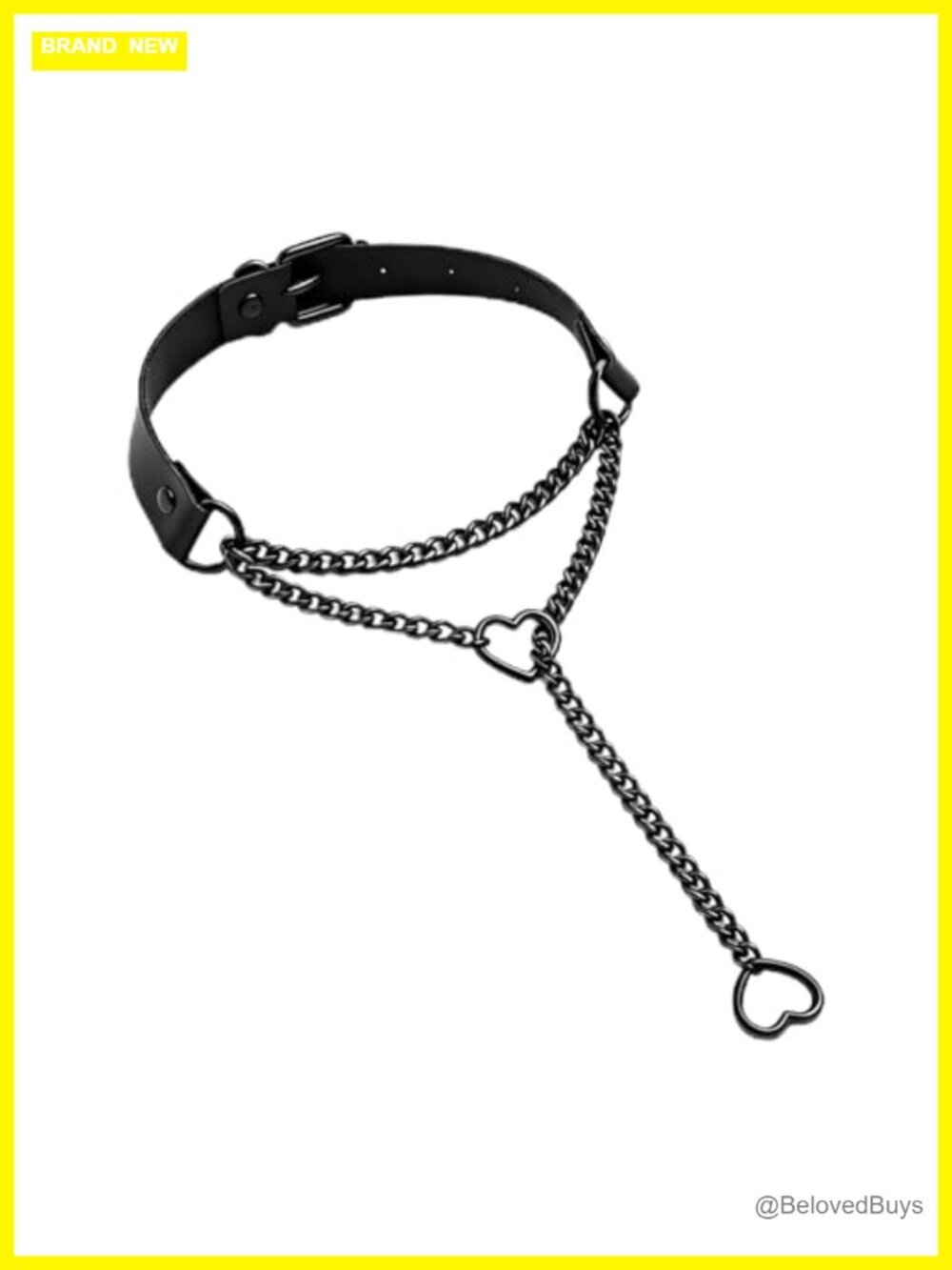 Adjustable Y Necklace Choker Vegan Leather Slip Chain Gothic Punk Heart Collar
